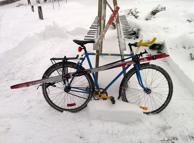 Winter bike and cross-country ski combo